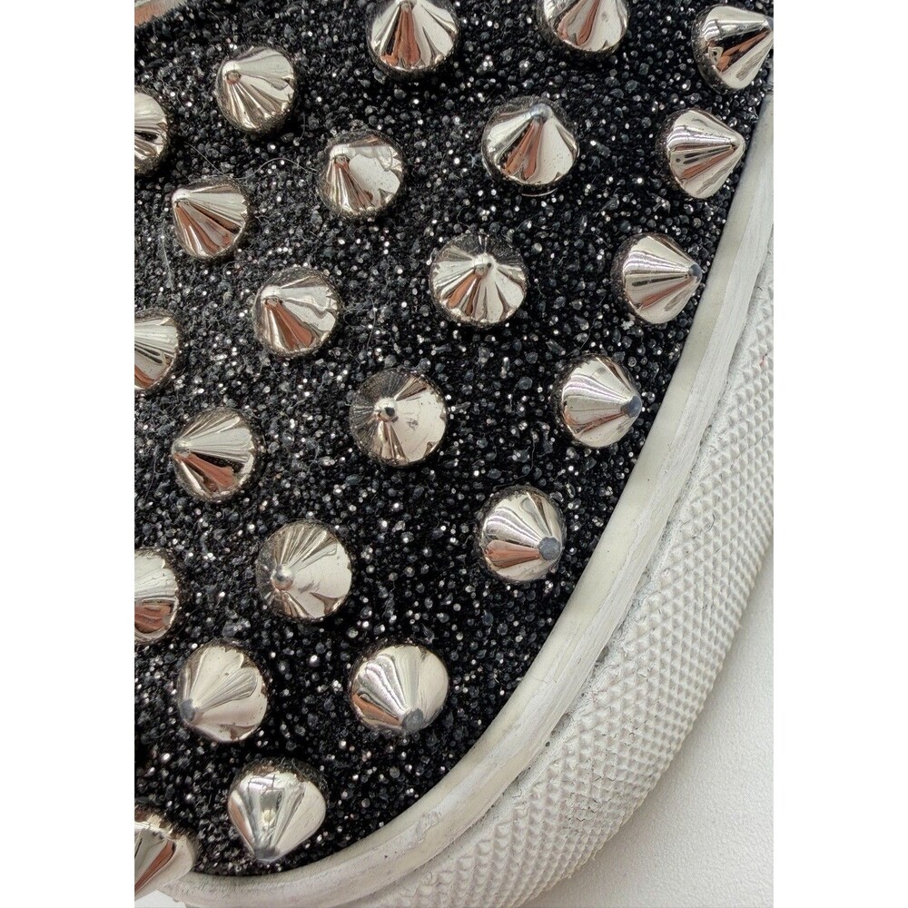 Christian Louboutin Vieira 2 Low Top Sneaker Black Glitter Silver Spikes EU 41 - Picture 6 of 15